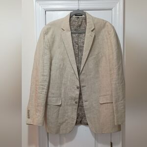 Jos.A.Banks Beige Linen Camo Lined Blazer 44 Regular
